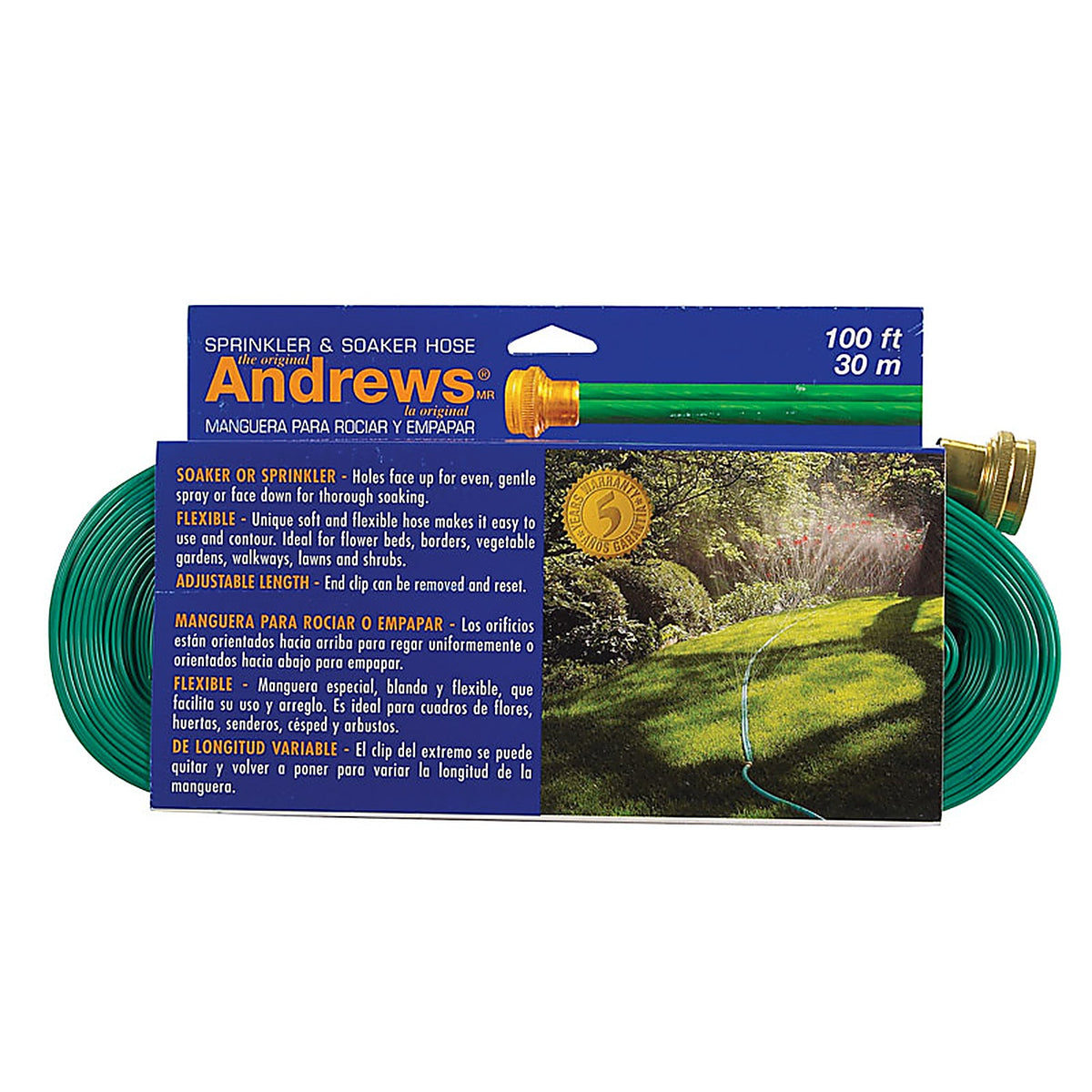 Andrews 10-12349 1 in. Dia. x 100 ft. L Green Vinyl Gentle Soaker