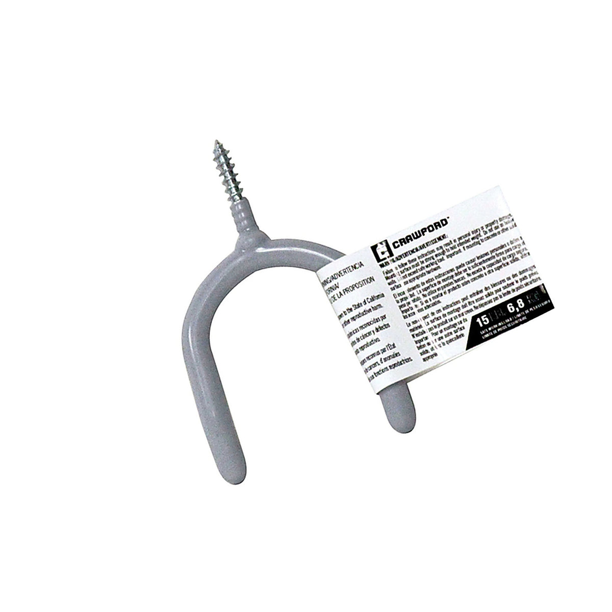 Crawford SS13-25 3.94 in. L Vinyl Coated Gray Steel Medium Storage Hook 15 lb. capacity 1/Pack