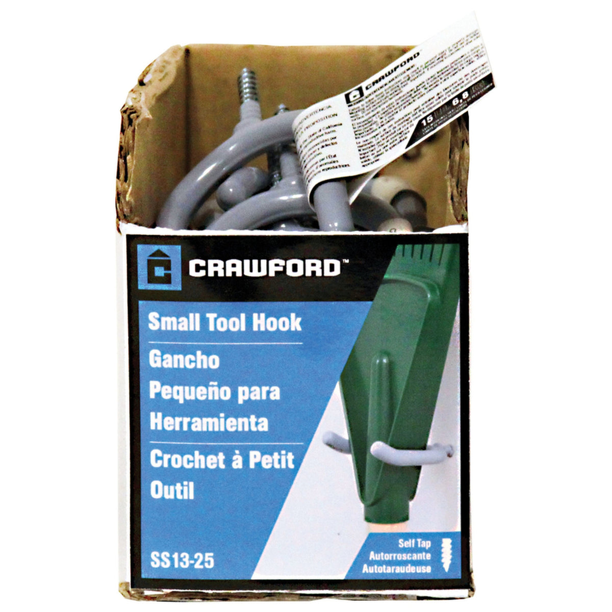 Crawford SS13-25 3.94 in. L Vinyl Coated Gray Steel Medium Storage Hook 15 lb. capacity 1/Pack