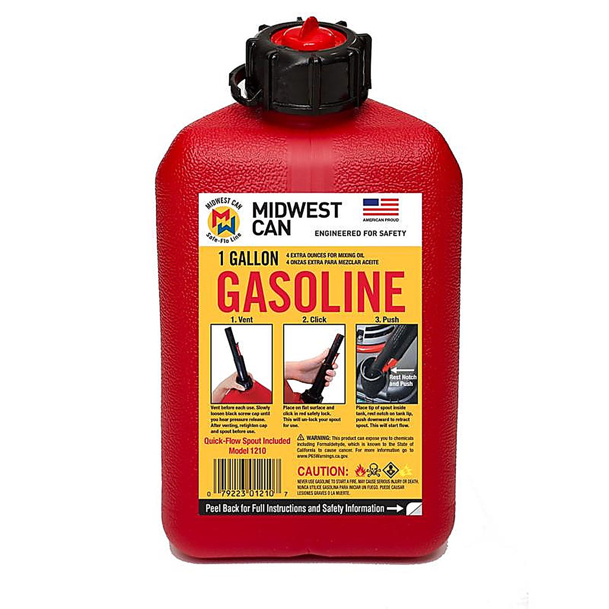 Midwest Can 1210 FlameShield Safety System Plastic Gas Can 1 gal.