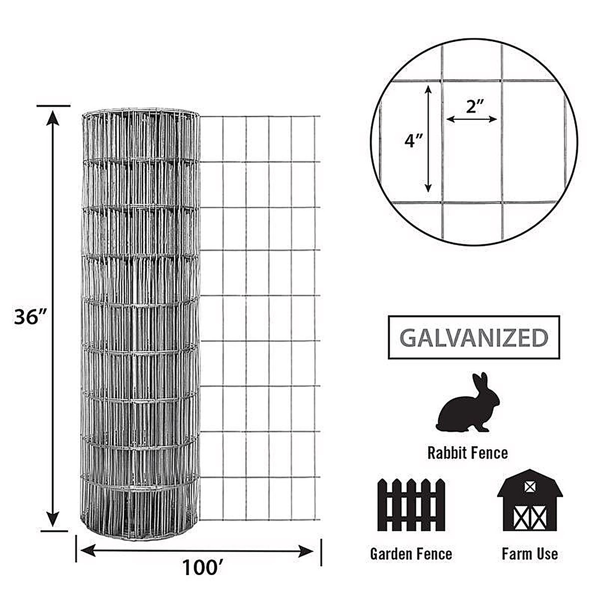 American Posts 810F111436100 36 in. H 100 Steel Welded Wire Fence