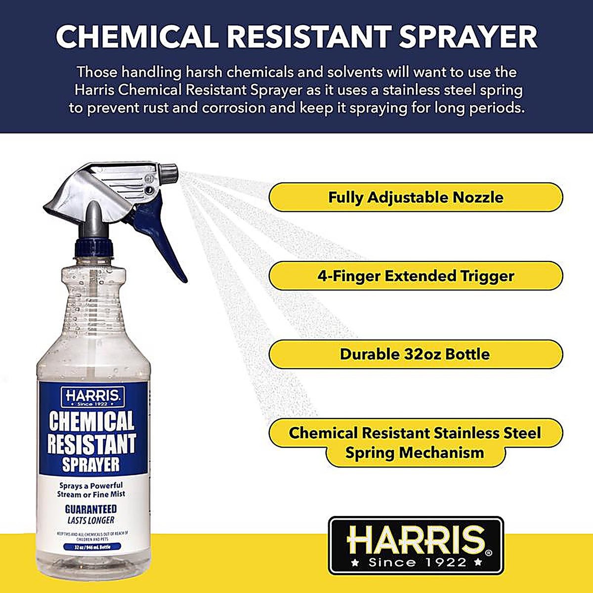 Harris CR-32 Chemical Resistant 32 oz. Mister/Sprayer Spray Bottle