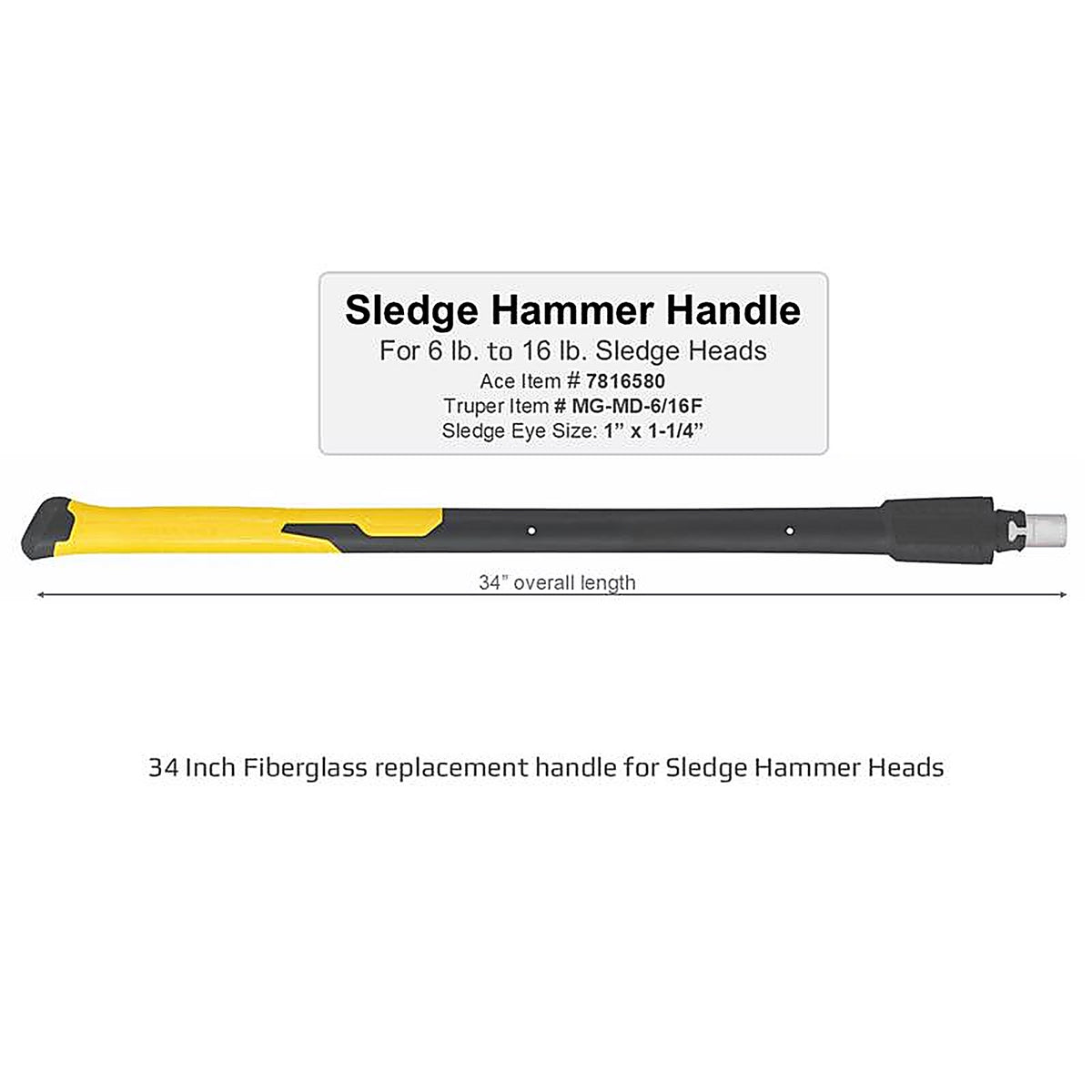 Truper MG-MD-6/16F 34 in. Fiberglass Maul Replacement Handle