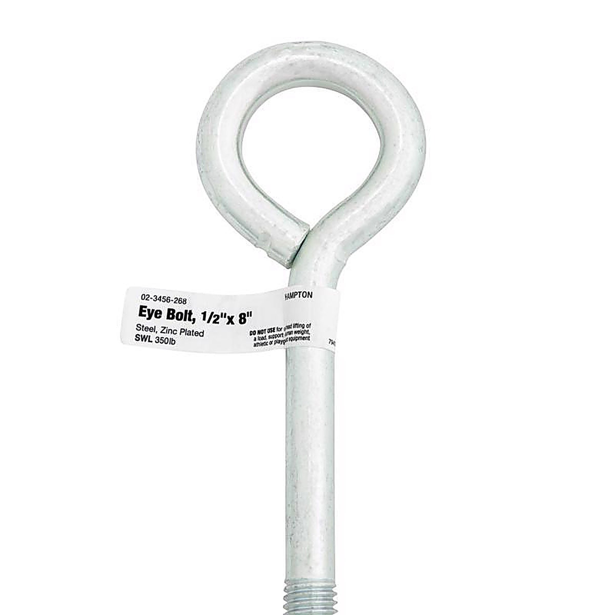 Hampton 02-3456-268 1/2 in. x 8 in. L Zinc-Plated Steel Eyebolt Nut Included