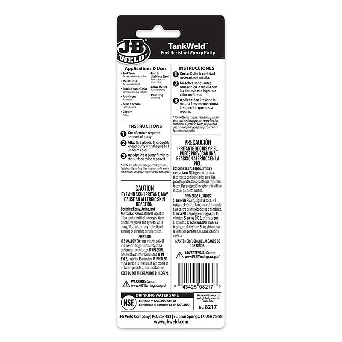J-B Weld 8217 TankWeld High Strength Automotive Epoxy Putty 1 oz.