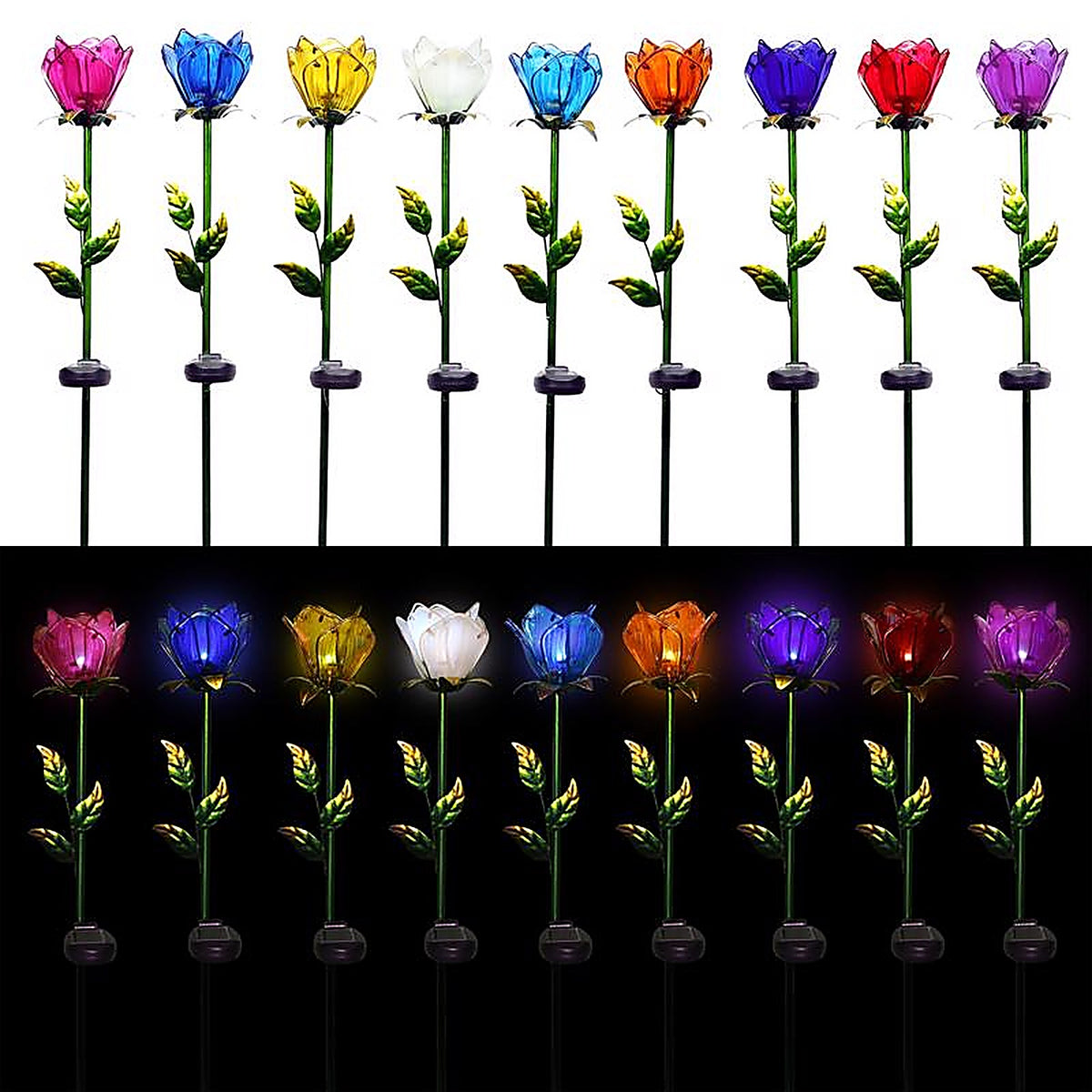 Alpine KUR144A Glass Multi-color 33 in. H Tulip Petals Outdoor Garden Stake