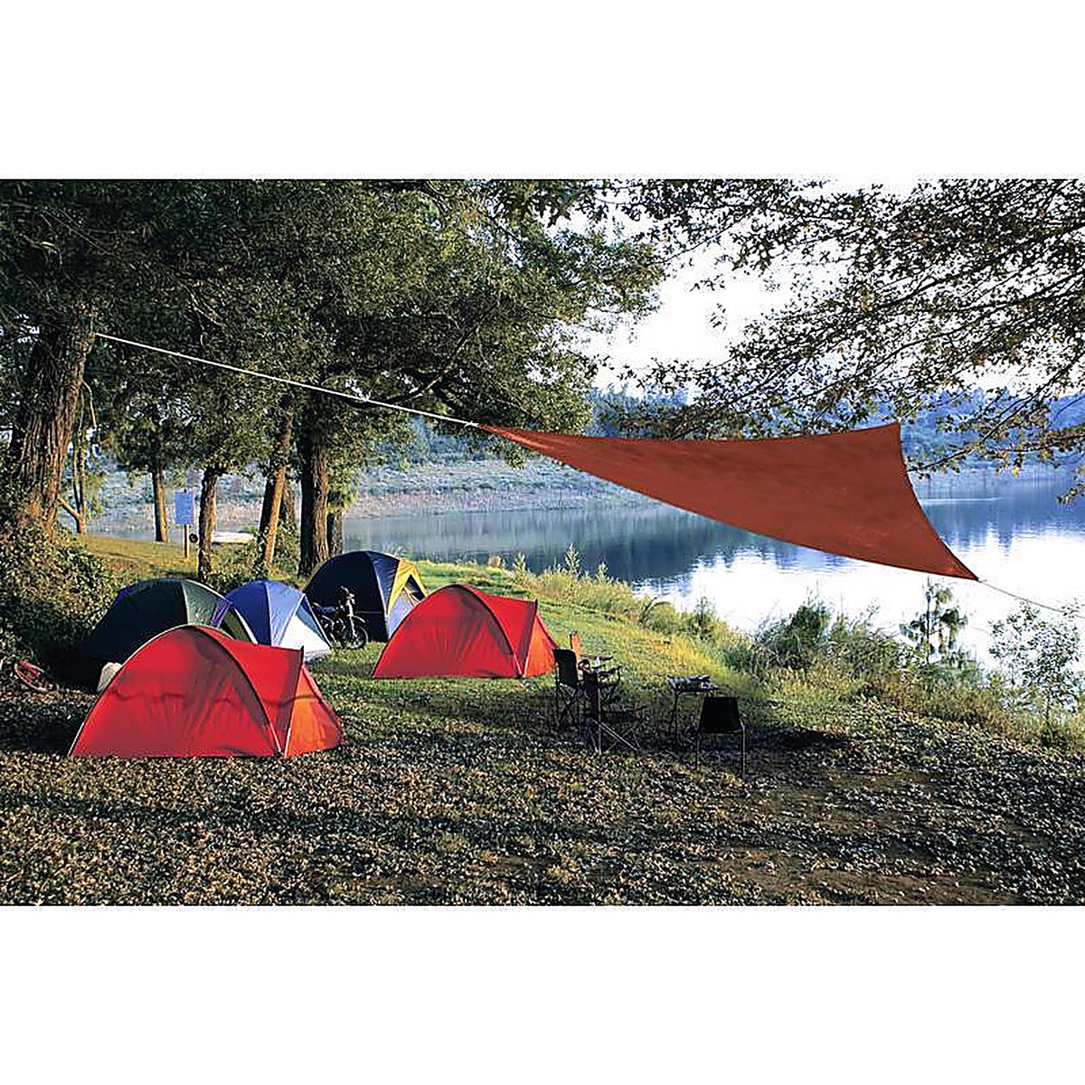 Coolaroo 450793 Ready-To-Hang Polyethylene Terra Cotta Triangle Shade Sail Canopy 120 in. W x 120 in. L