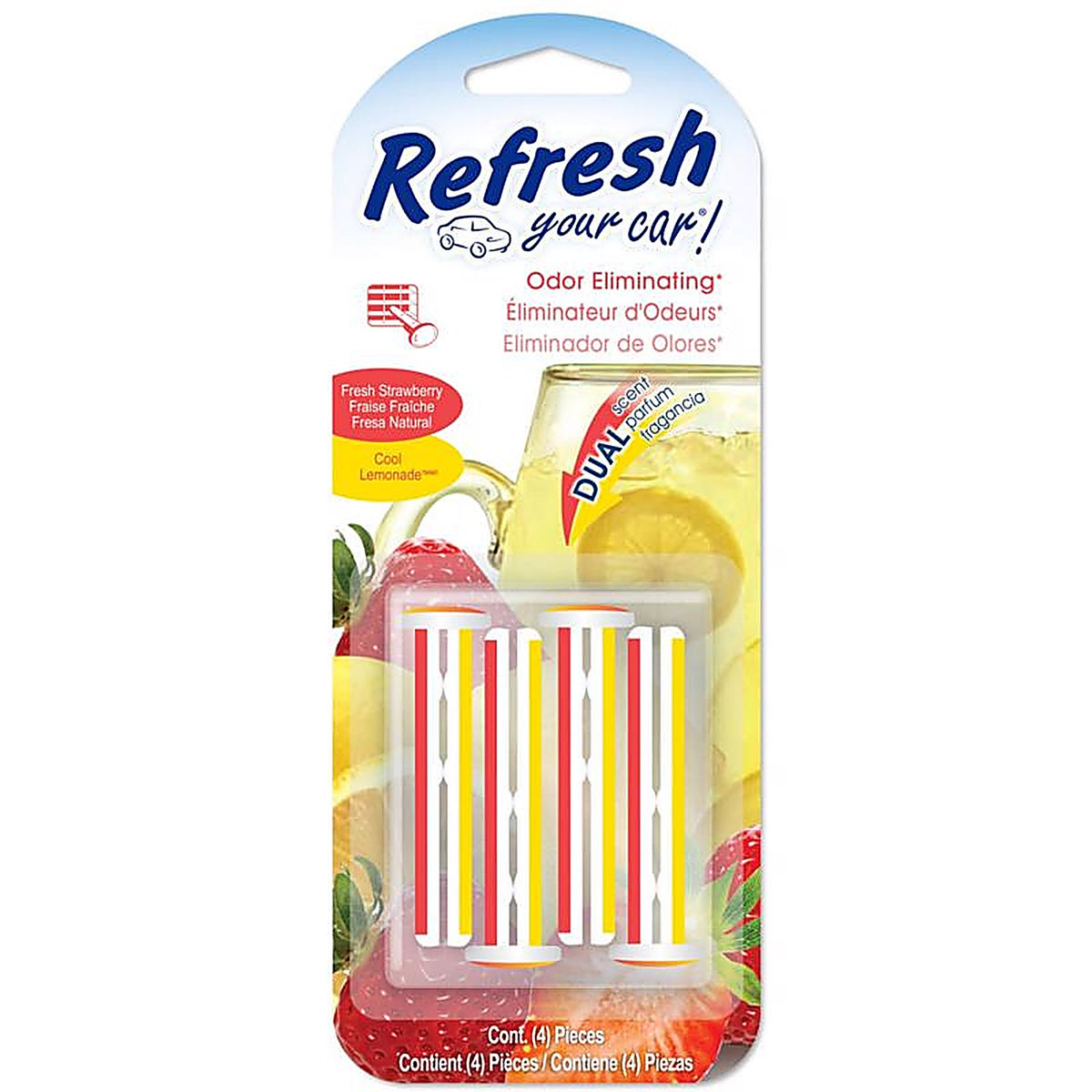 Refresh Your Car E301434300 Fresh Strawberry And Cool Lemonade Scent Car Vent Clip 4/Pack