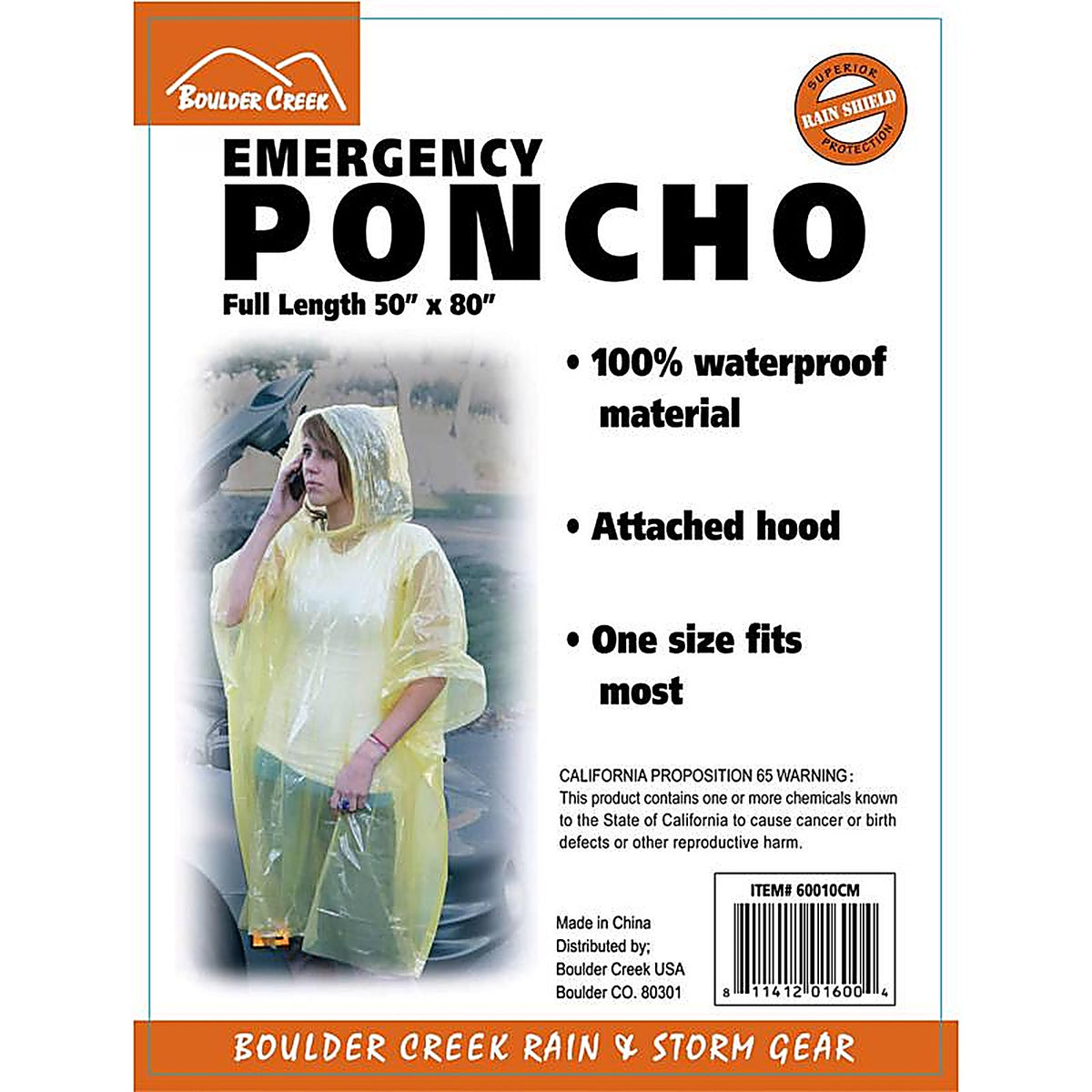 Boulder Creek 60010CM PVC Emergency Poncho