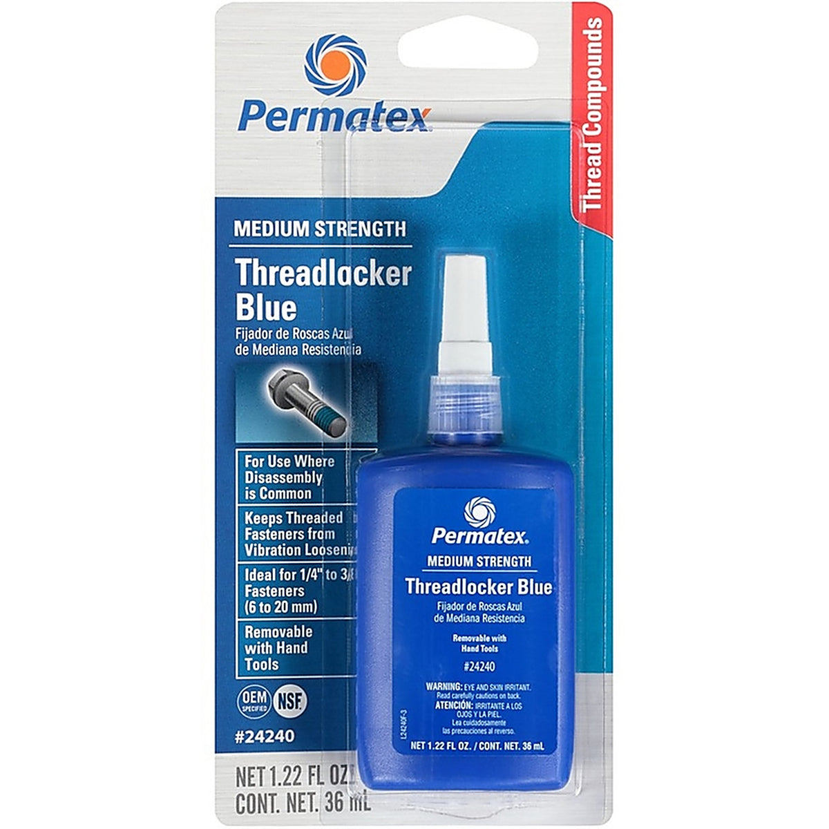 Permatex 24240 Threadlocker Automotive Adhesive Liquid 1.22 oz.