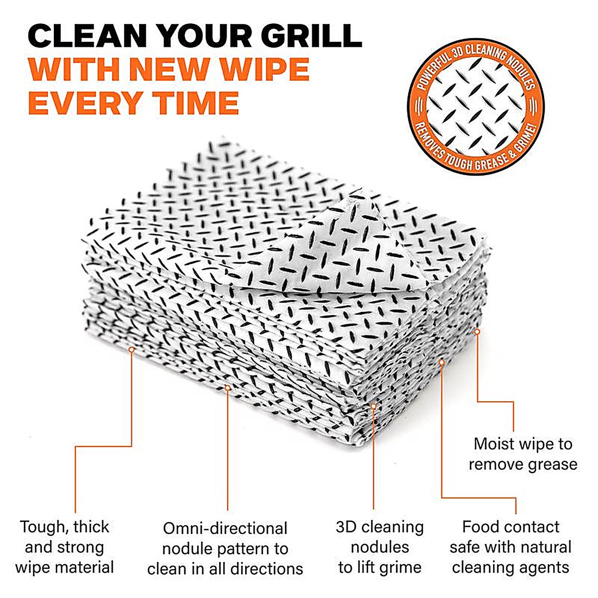 Proud Grill 2400C Q-Swiper Black/White Grill Cleaner 40/pc.