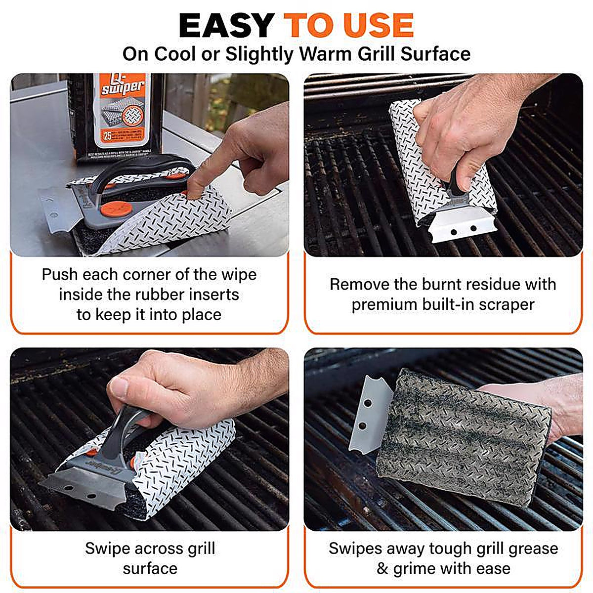 Proud Grill 1251C Q-Swiper Black/White Bristle-Free Grate Cleaner
