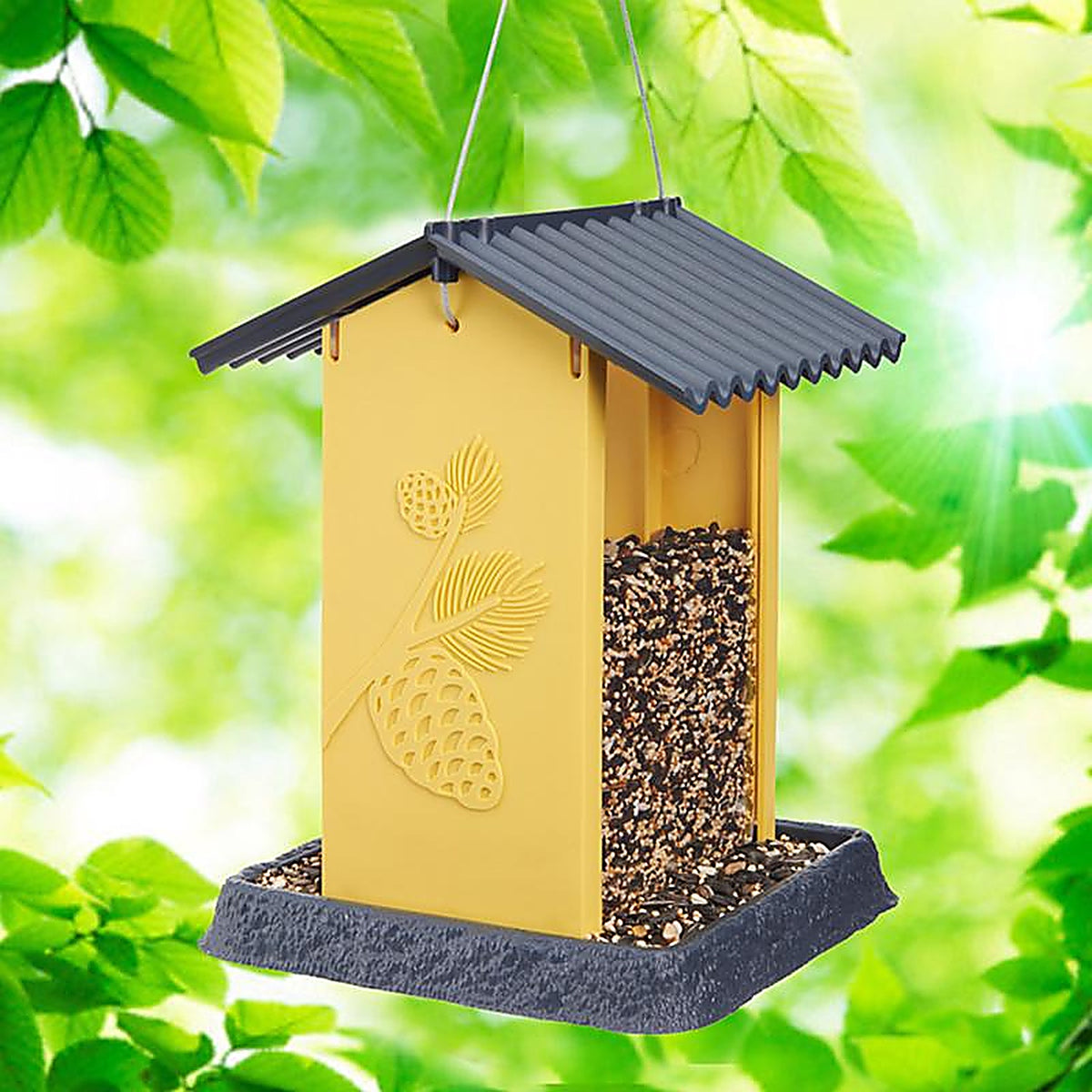 North States 9212 Pinecone Wild Bird 4.25 lb. Plastic Hopper Bird Feeder 4 ports