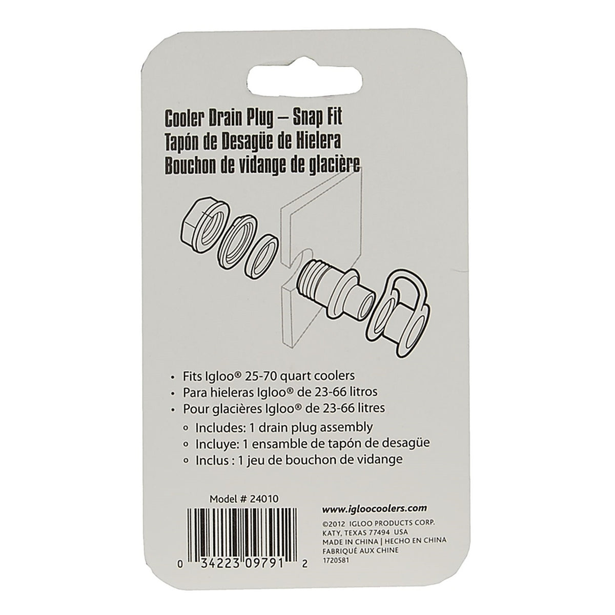 Igloo 24010 Cooler Drain Plug White 1/Pack