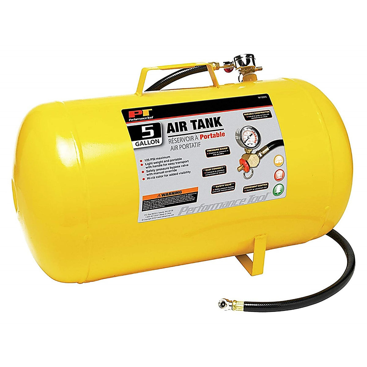Performance Tool W10005 125 psi Air Tank 5G Yellow