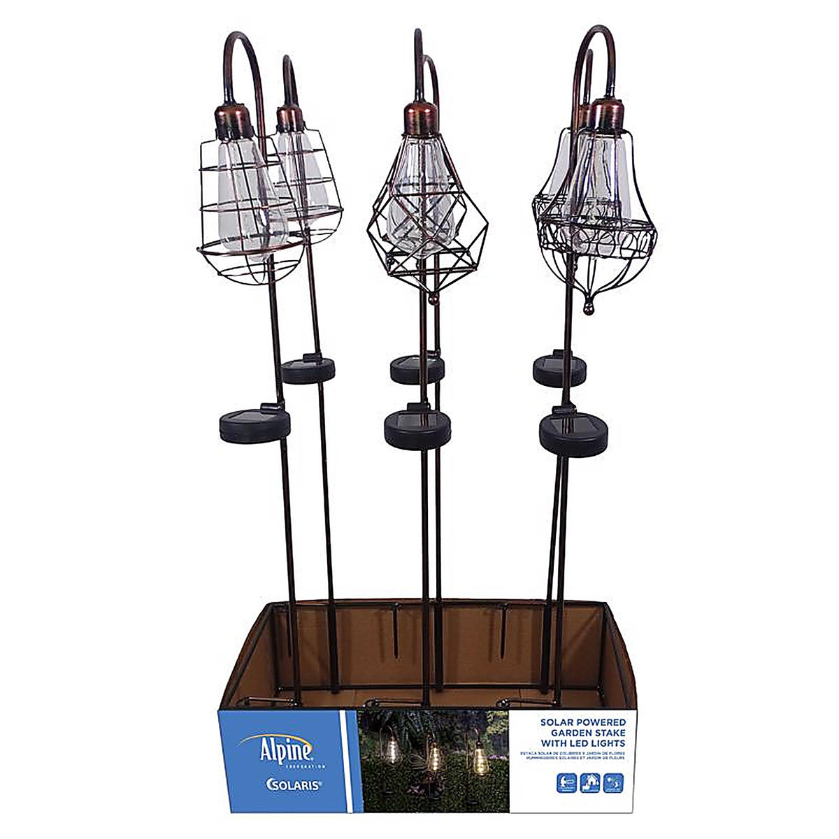 Alpine QLP875A Solalris Glass/Iron Bronze 33 in. H Edison Bulb Solar Garden Stake