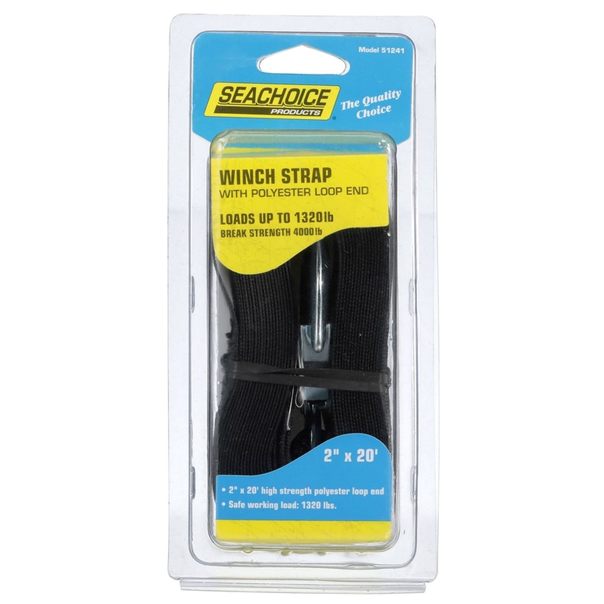 Seachoice 51241 2 in. W x 20 ft. L Black Winch Strap 1320 lb. 1/Pack