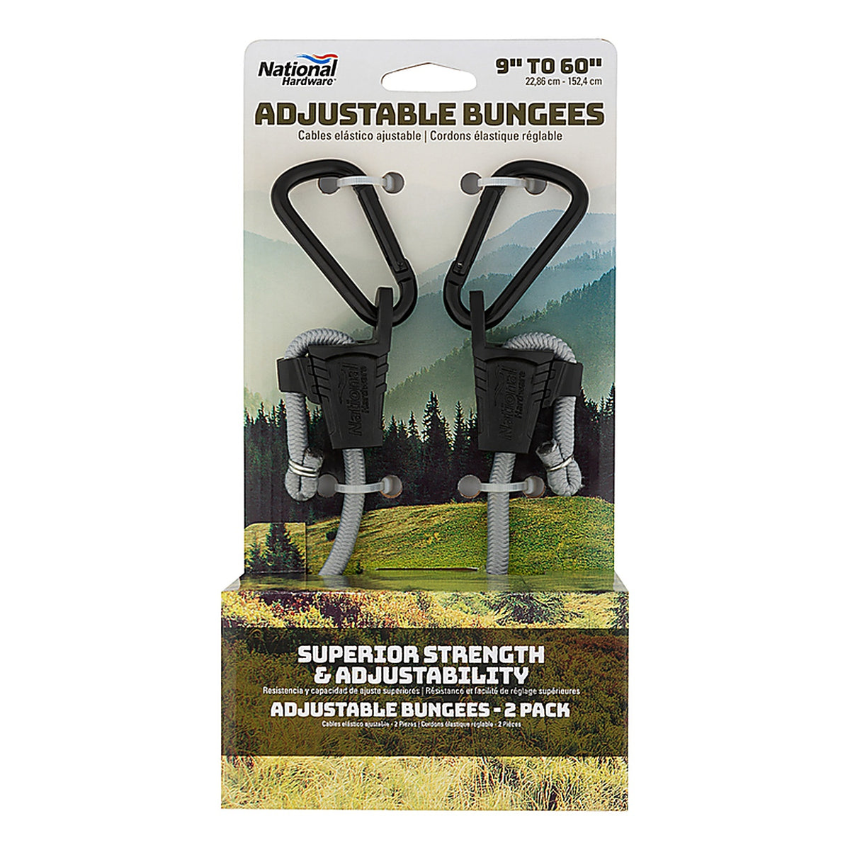 National Hardware N263-081 Gray Adjustable Bungee Cord 9 to 60 in. L 2/Pack