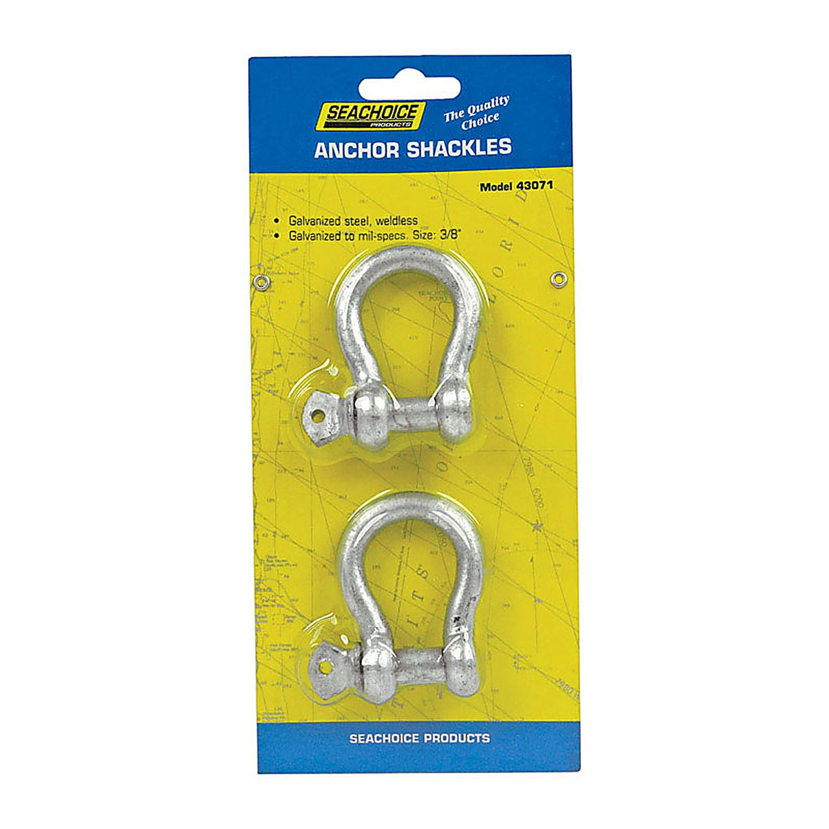 Seachoice 43071 Galvanized Steel 11.5 in. L x 3/8 in. W Shackle 2/Pack