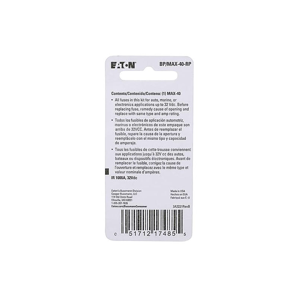 Bussmann BP/MAX-40-RP 40 amps MAX Blade Fuse 1/Pack