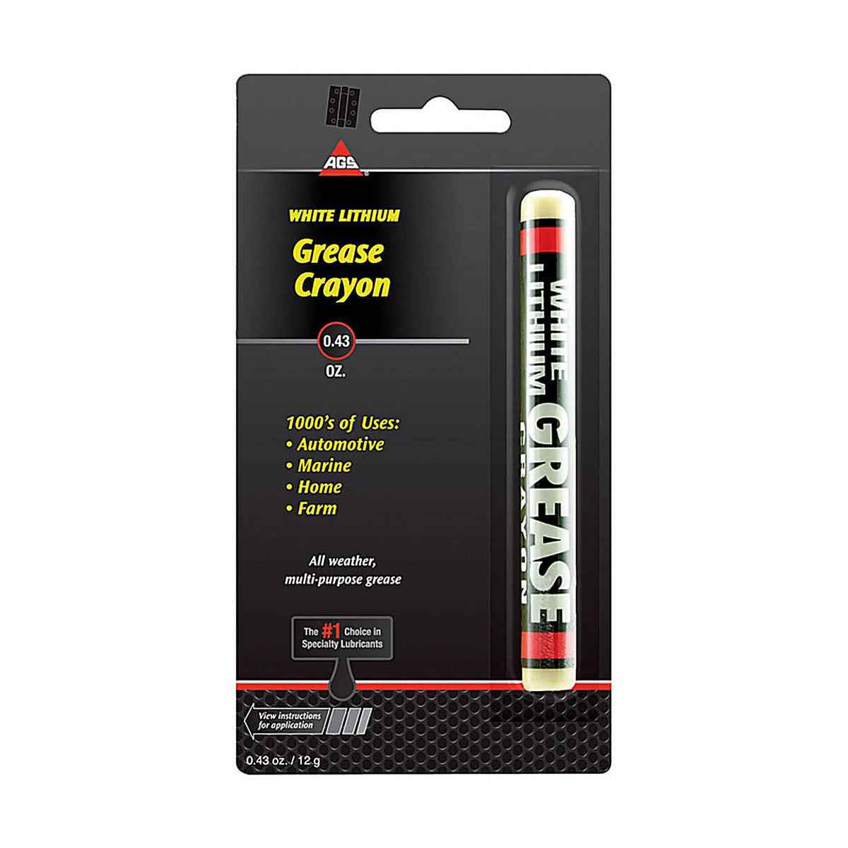 AGS CY-1 Lith-Ease White Lithium Grease Stick 0.43 oz.