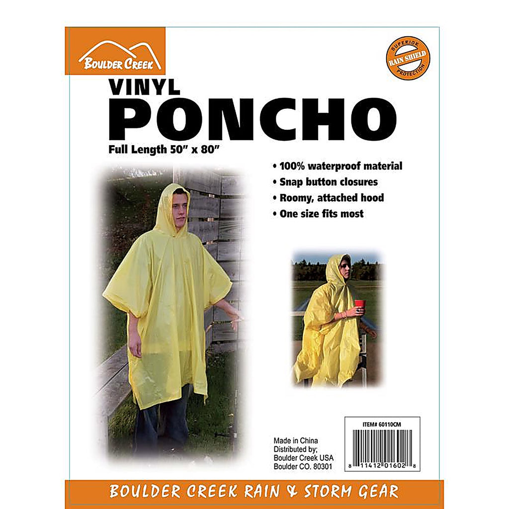Boulder Creek 60110-CM Yellow Vinyl Rain Poncho