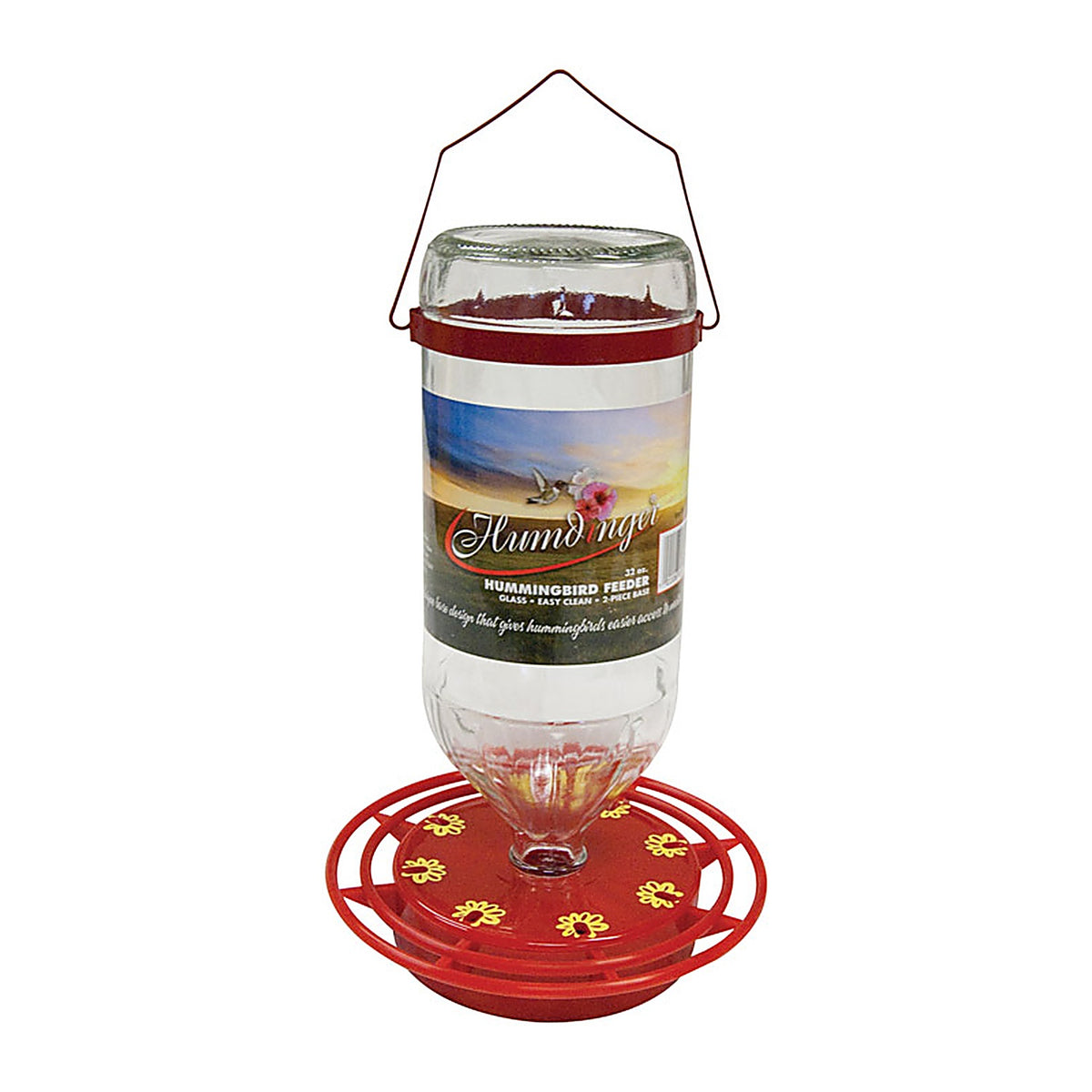 Humdinger 105 Hummingbird 32 oz. Glass Bottle Nectar Feeder 8 ports