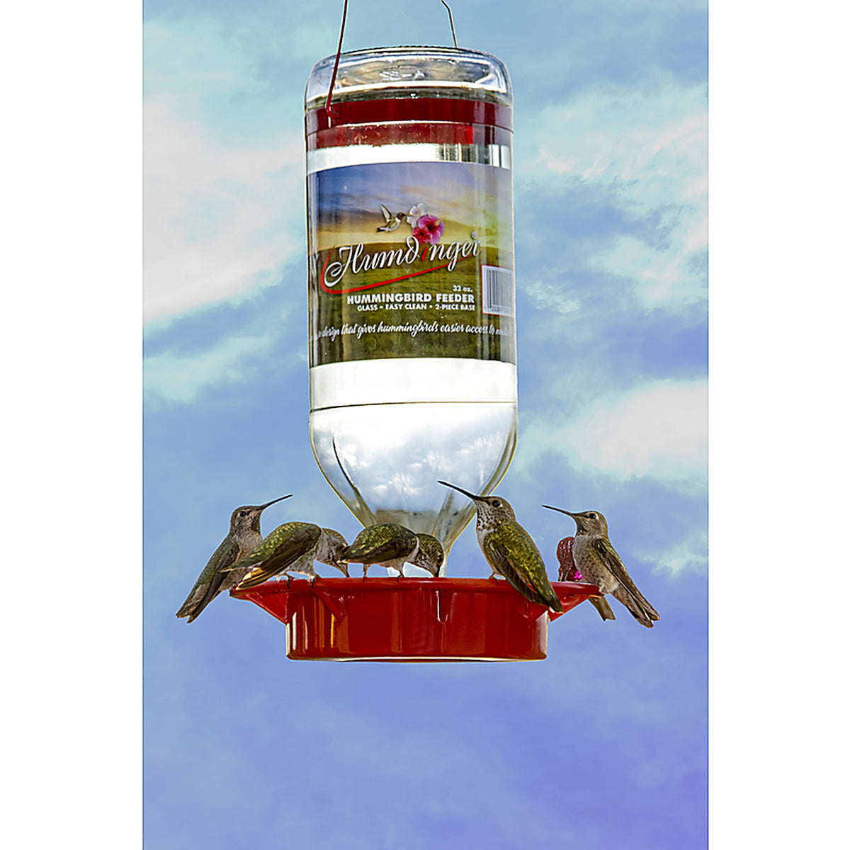 Humdinger 105 Hummingbird 32 oz. Glass Bottle Nectar Feeder 8 ports