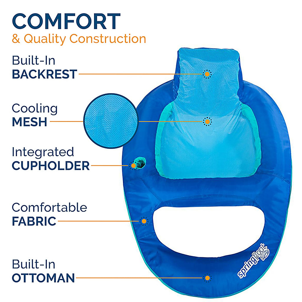 Swimways 6061816 Blue Fabric/Mesh Inflatable Mattress Floating Pool Mat