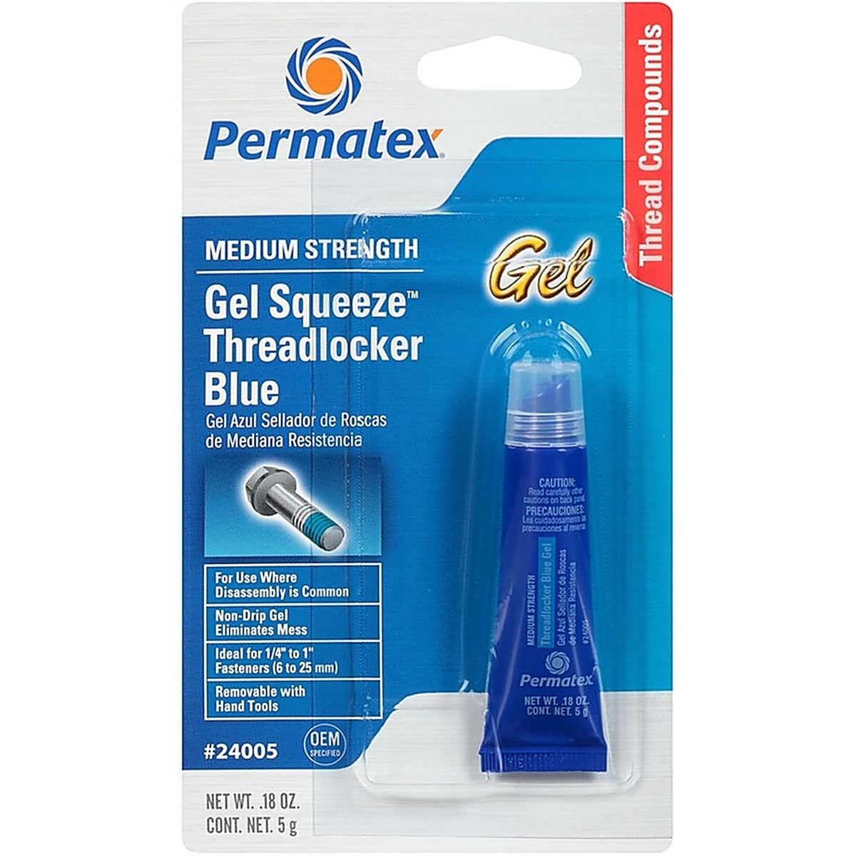 Permatex 24005 Medium Strength Threadlocker Gel 5 oz.