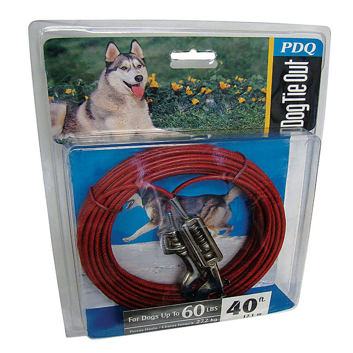 Boss Pet Q3540SPG99 Red Vinyl Coated Cable Dog Tie Out Large