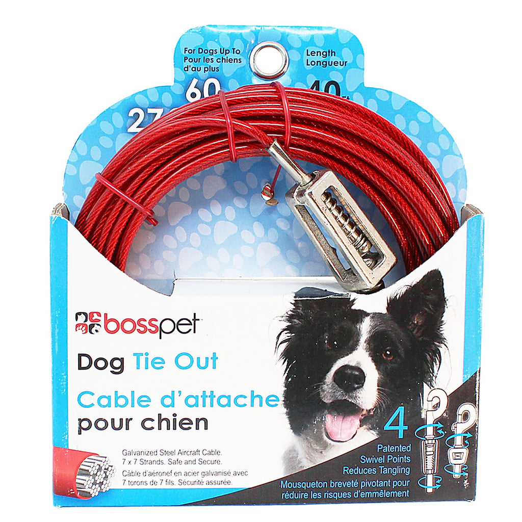 Boss Pet Q3540SPG99 Red Vinyl Coated Cable Dog Tie Out Large