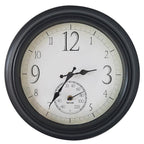 Taylor 6740 Decorative Clock/Thermometer Plastic Black