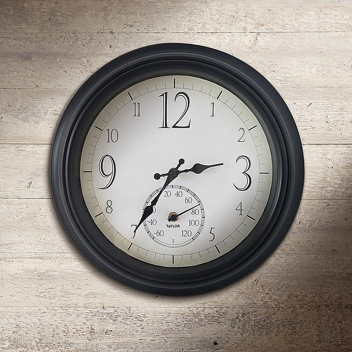 Taylor 6740 Decorative Clock/Thermometer Plastic Black