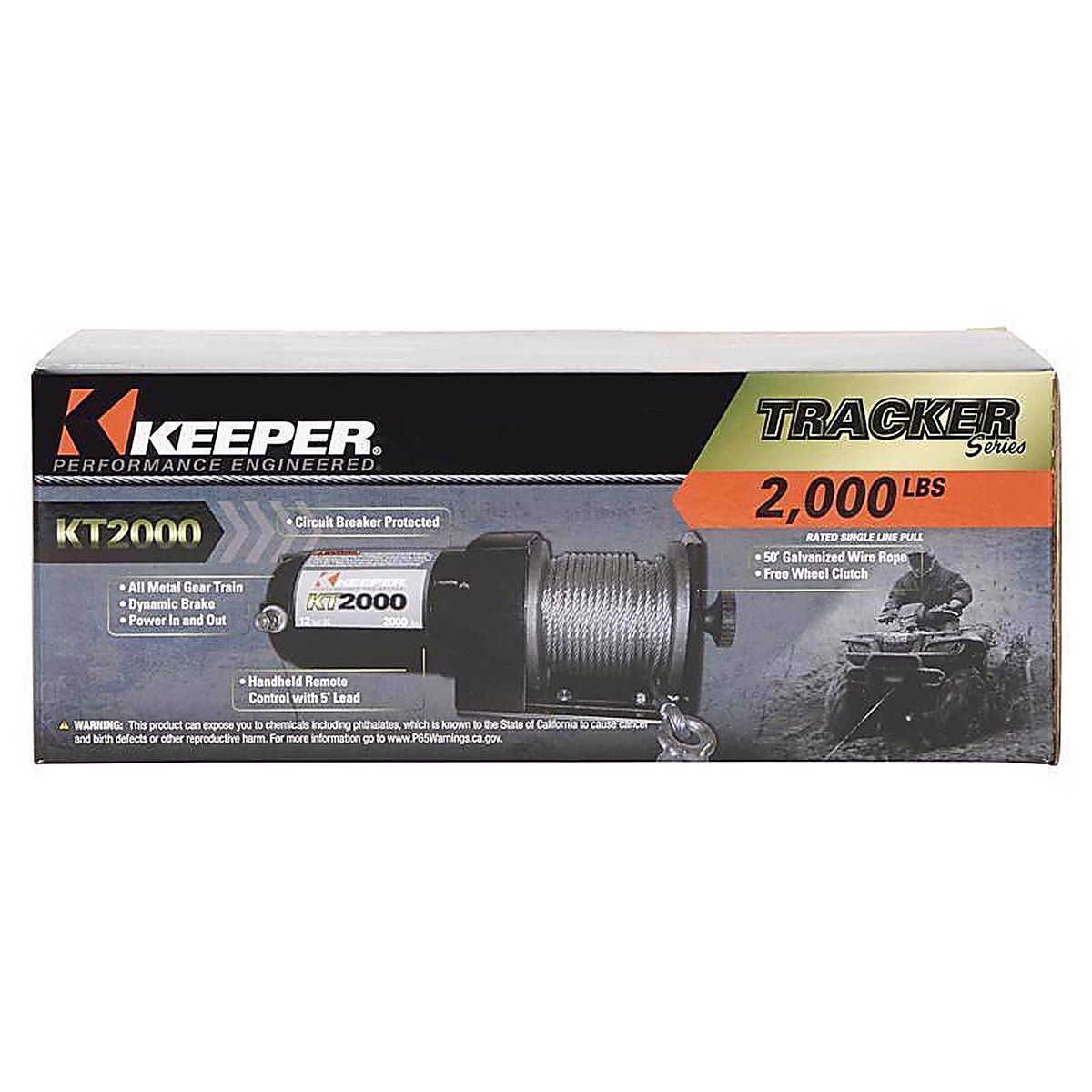 Keeper KT2000 50 ft. 2000 lb. 1 hp Permanent Magnet Electric Automotive Winch