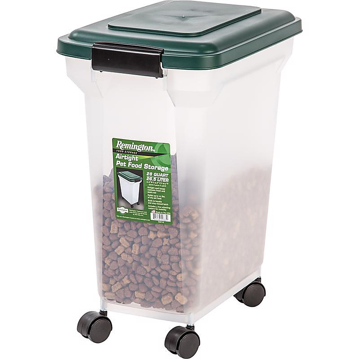 Remington 296001 White/Green Plastic 28 qt. Pet Food Container For All Animals