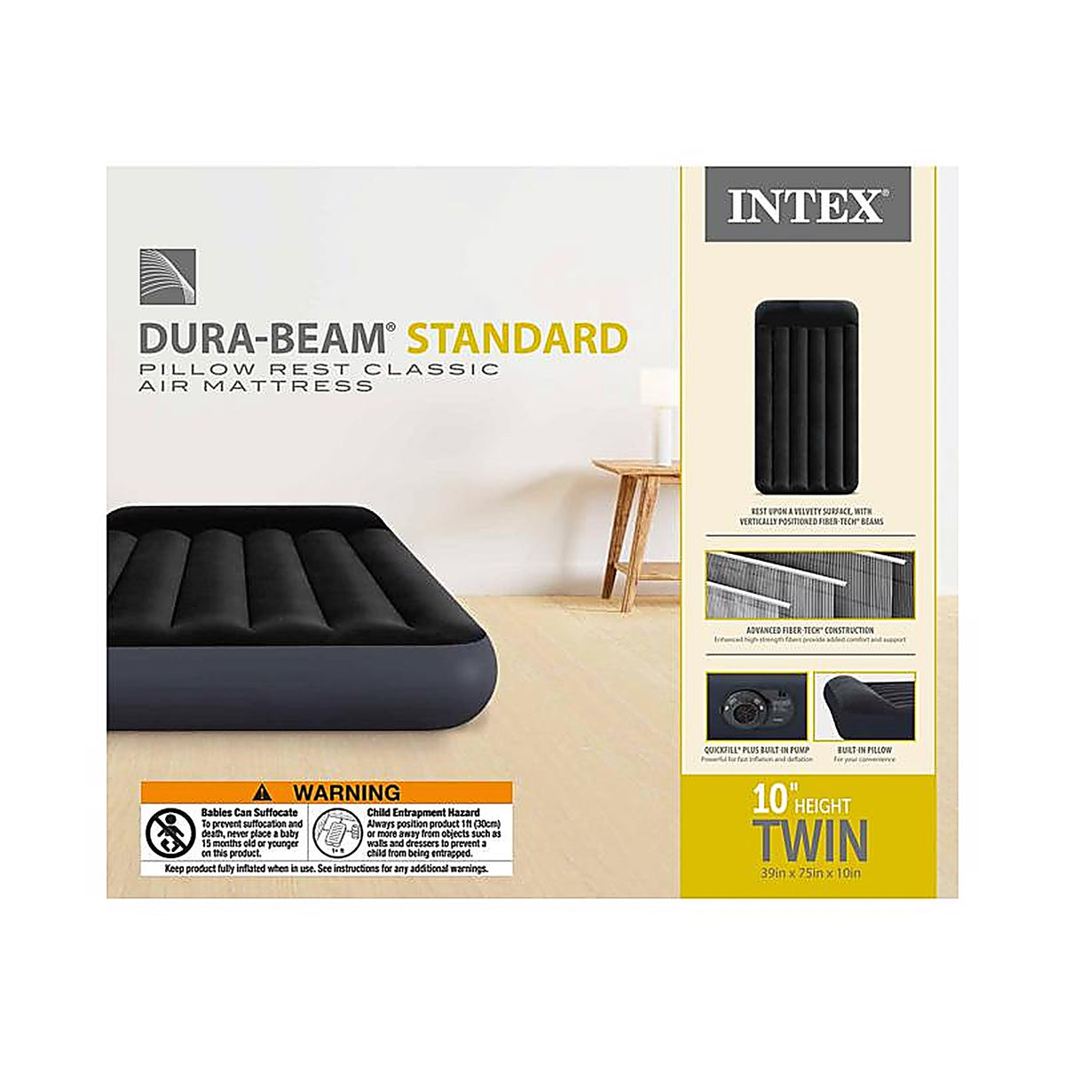 Intex 64145ED Dura-Beam Air Mattress Twin Pump Included