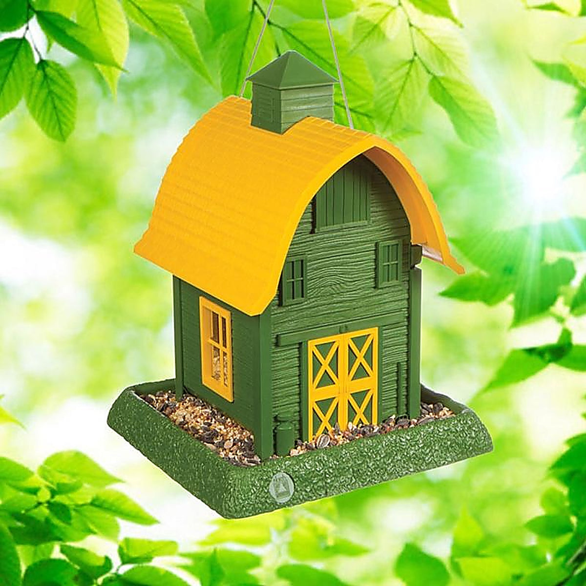 North States 9096 Green Barn Wild Bird 1 lb. Plastic Hopper Bird Feeder 4 ports