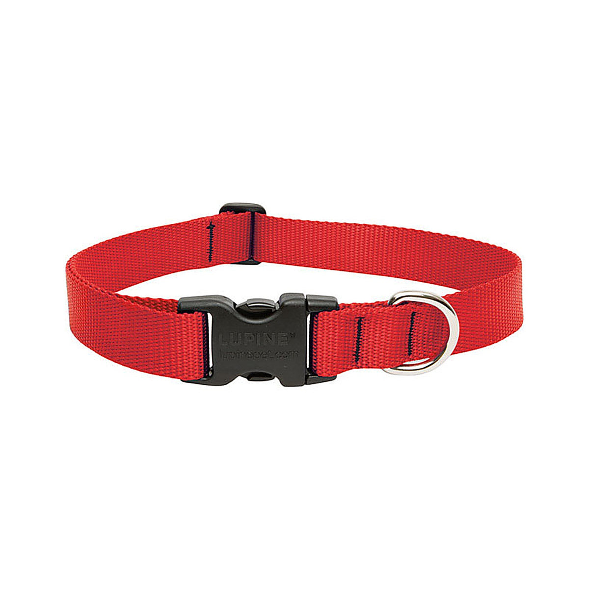 Lupine 22552 Pet Basic Solids Red Red Nylon Dog Adjustable Collar