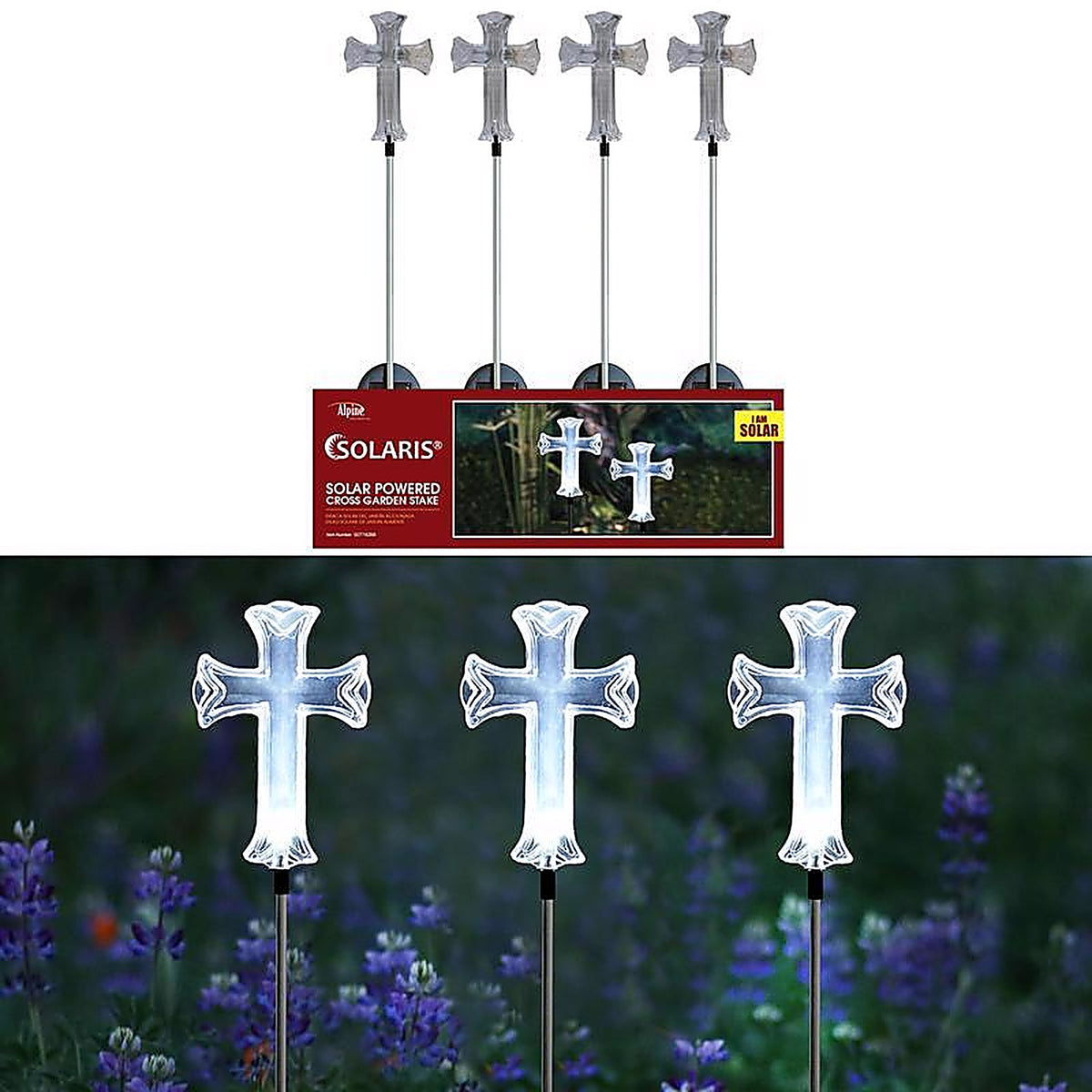 Alpine SOT162BB Plastic White 34 in. H Cross Outdoor Garden Stake