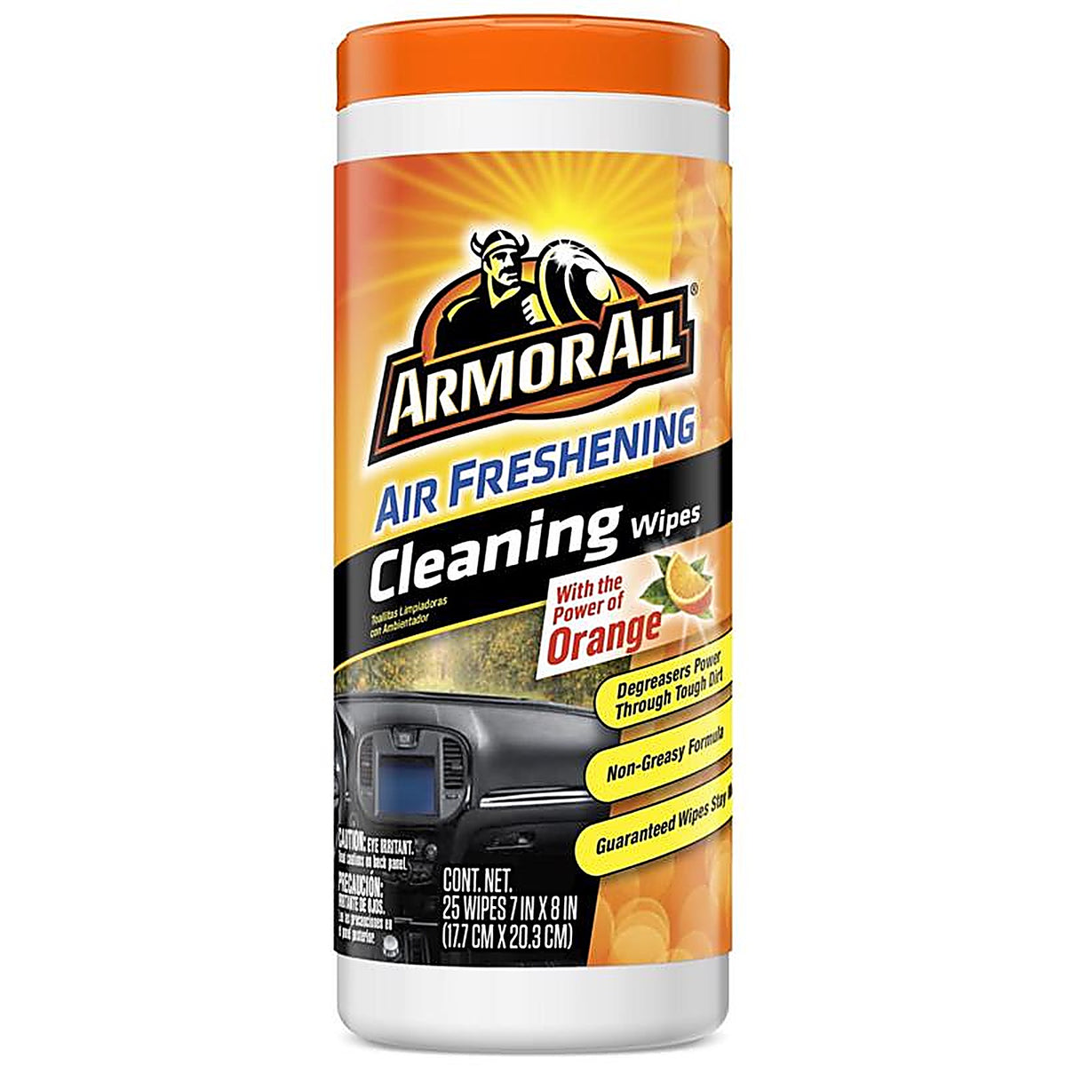 Armor All 10260 Multi-Surface Air Freshening Cleaner Wipes Orange Scent 25 count