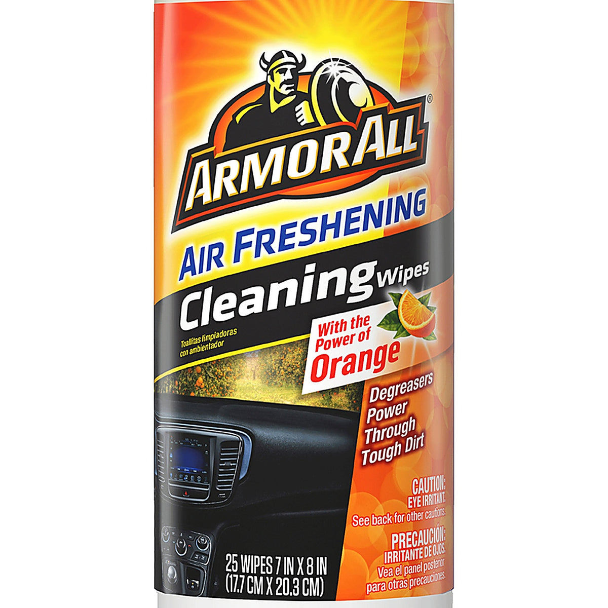 Armor All 10260 Multi-Surface Air Freshening Cleaner Wipes Orange Scent 25 count