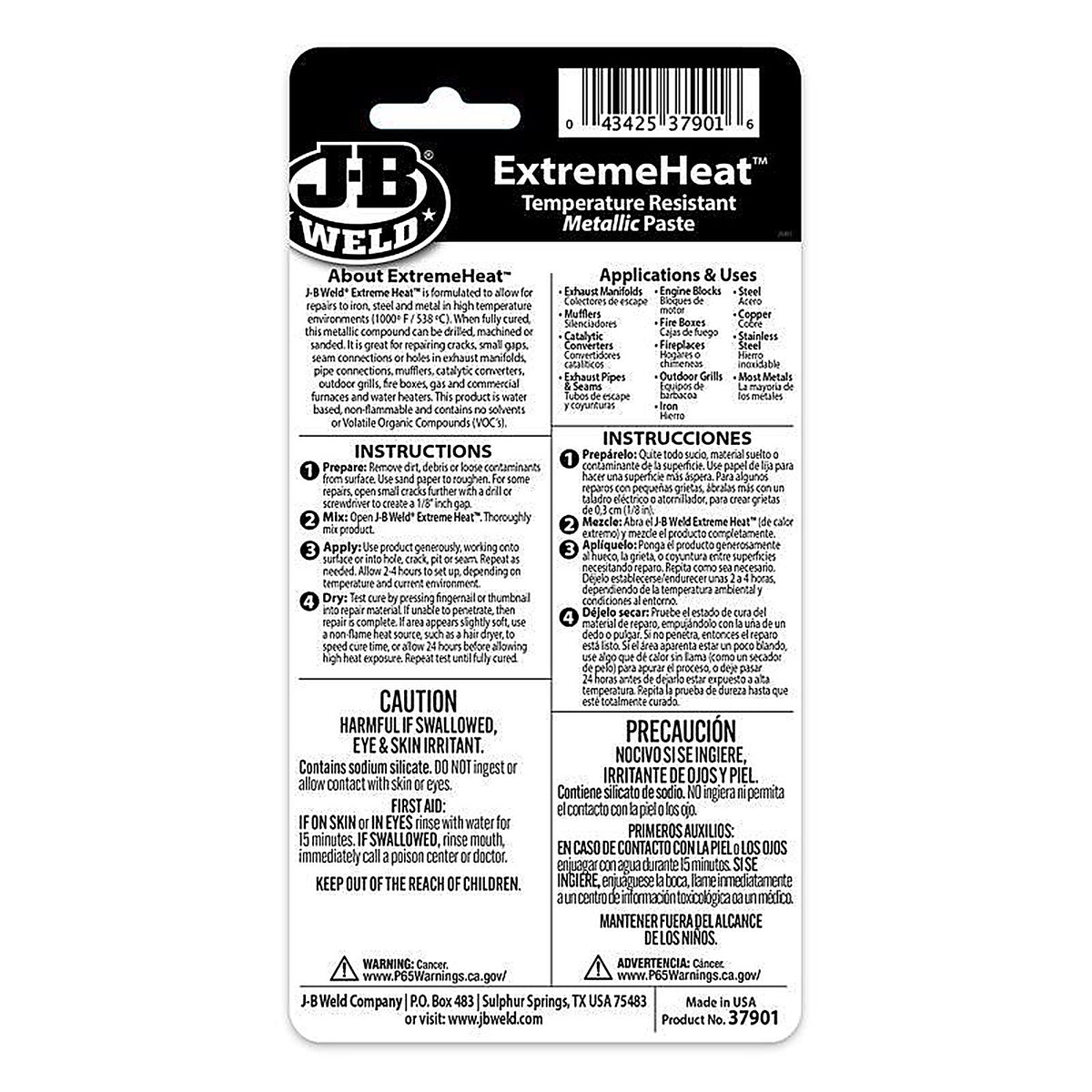 J-B Weld 37901 ExtremeHeat High Strength Automotive Adhesive Paste 3 oz.