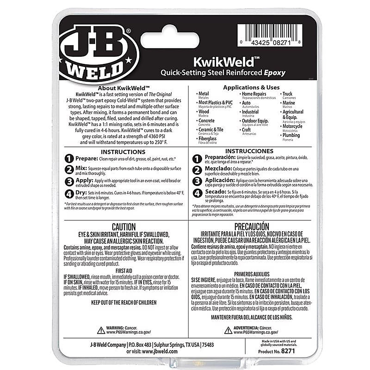 J-B Weld 8271 KwikWeld High Strength Automotive Adhesive Paste 10 oz.