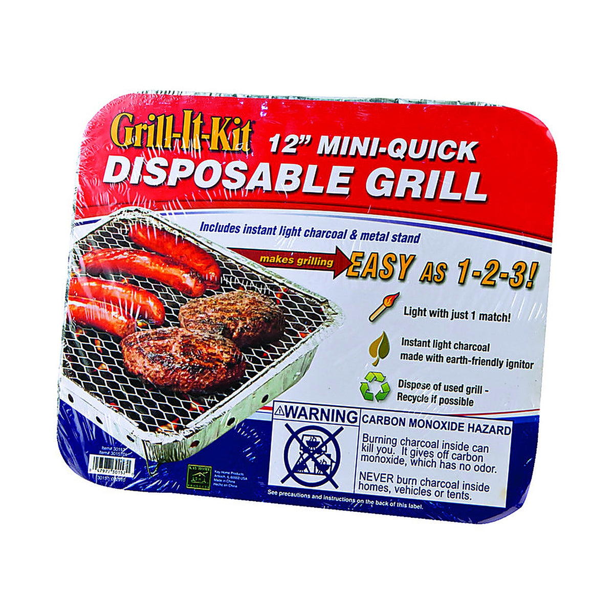 Marsh Allen 30157 12 in. Grill-It-Kit Charcoal Disposable Grill Silver