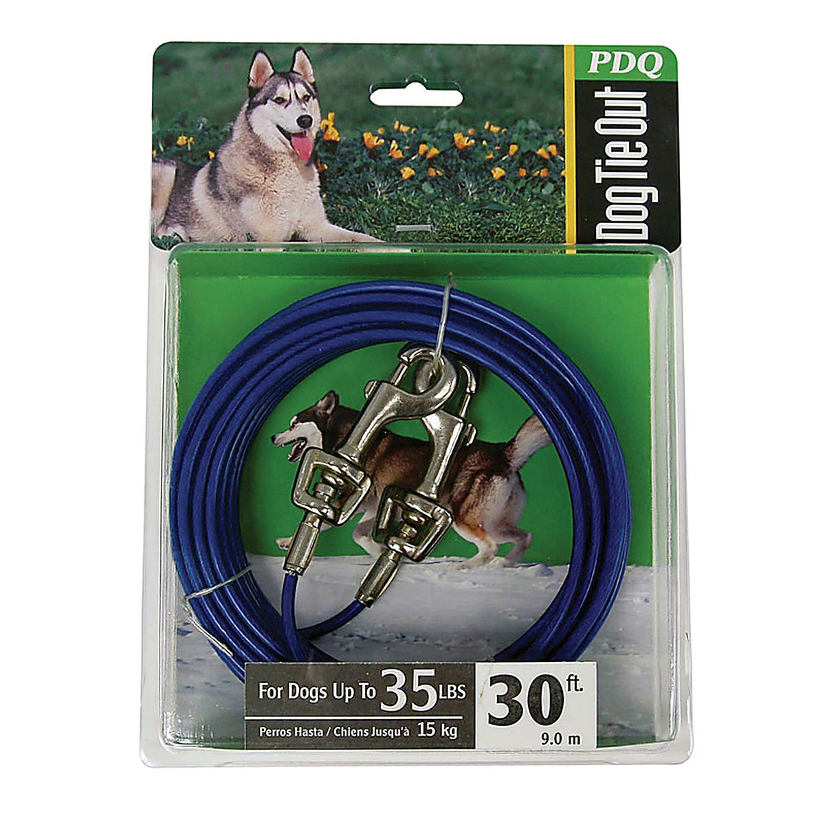 Boss Pet Q233000099 PDQ Blue / Silver Vinyl Coated Cable Dog Tie Out Medium