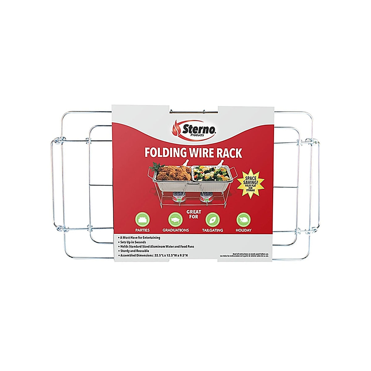 Sterno 70144 Wire Chafing Dish Rack 1.50 in. H x 12.13 in. W x 22.75 in. L 1/Pack