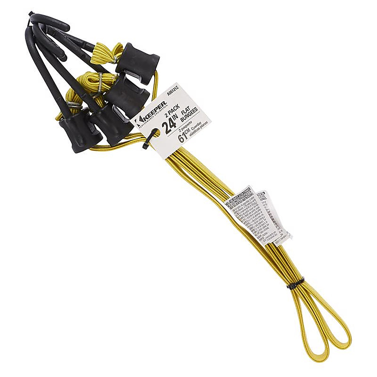 Keeper A06121Z Yellow Flat Bungee Cord 24 in. L x 0.315 in. 2/Pack