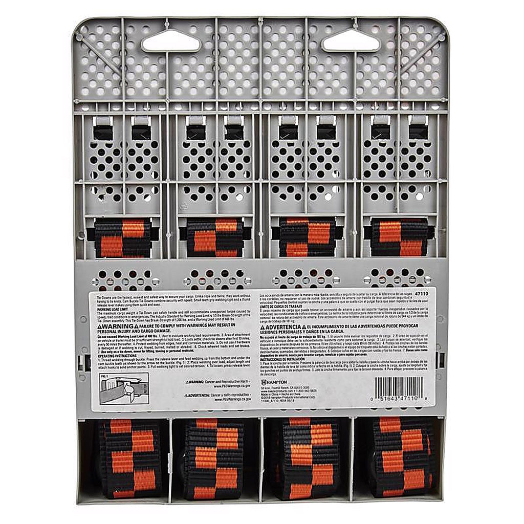 Keeper 47110 1.25 in. W x 8 ft. L Multicolored Tie Down Strap 400 lb. 1/Pack