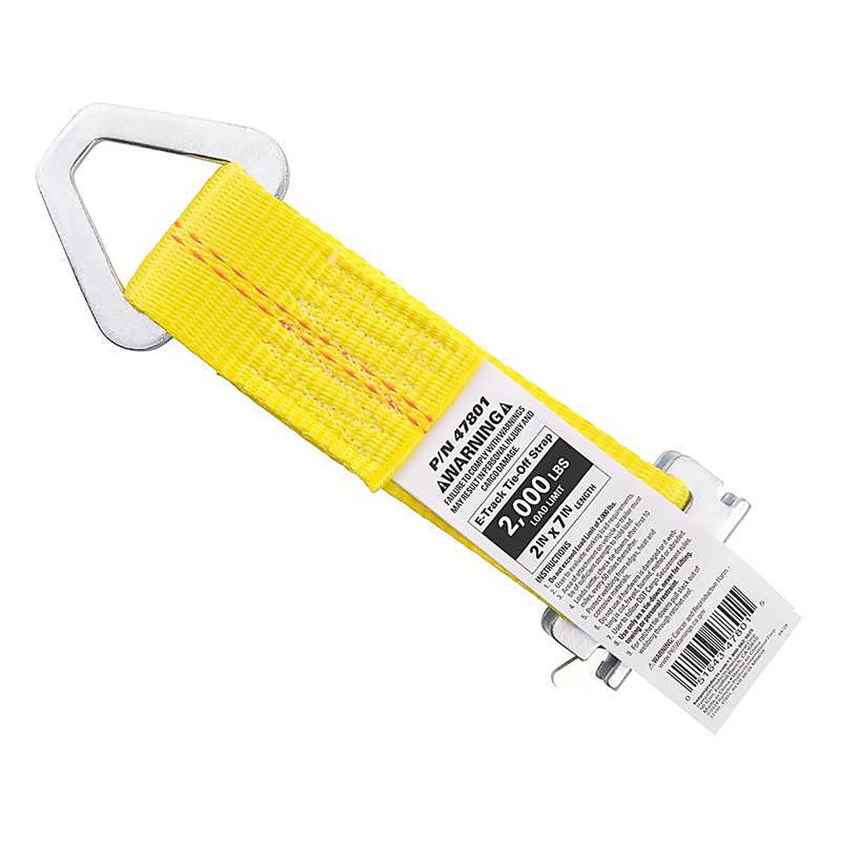 Keeper 47801 2 in. W x 7 in. L Yellow E-Track Tie-Off 2000 lb. 1/Pack